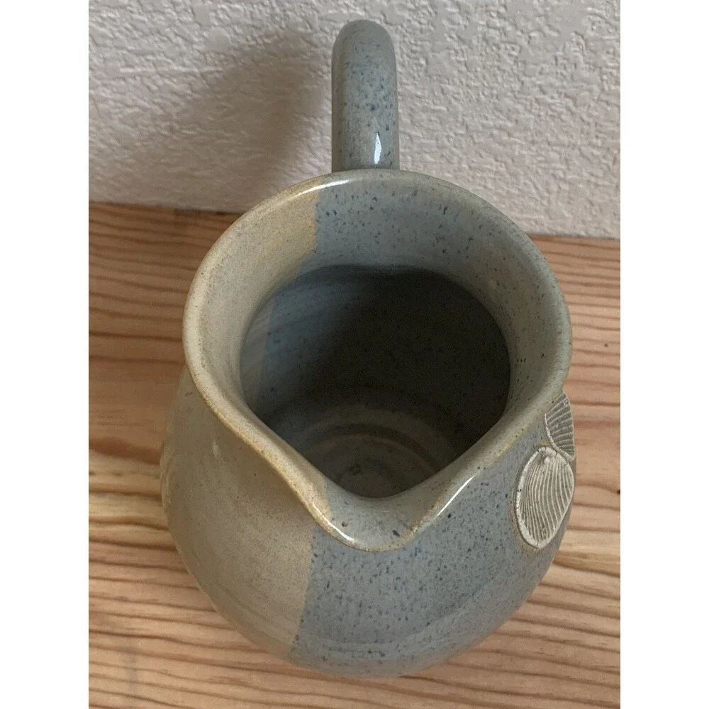 Muriel Muray Pitcher Handmade Studio Clay Sea Shells Beach Signed 1983 Vintage